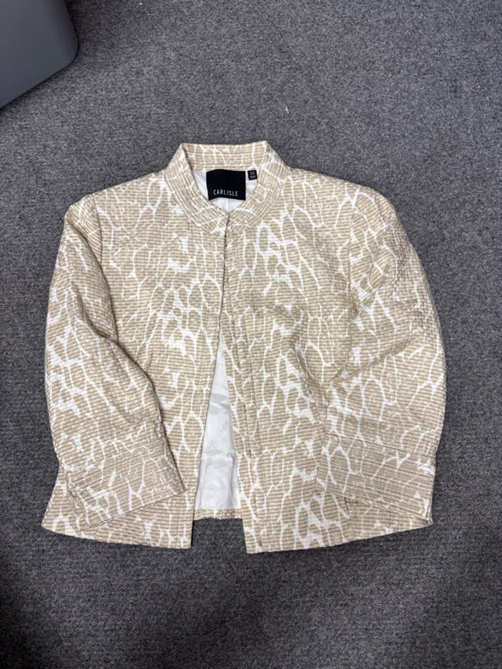 Carlisle Beige And White Animal-Print Jacket